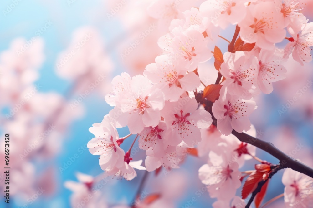Poster a close up view of a bunch of flowers growing on a tree. perfect for nature enthusiasts or gardeners