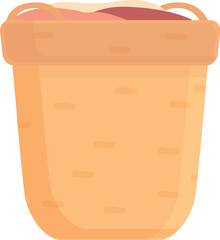 Wooden laundry basket icon cartoon vector. Rattan plastic. Wash attire