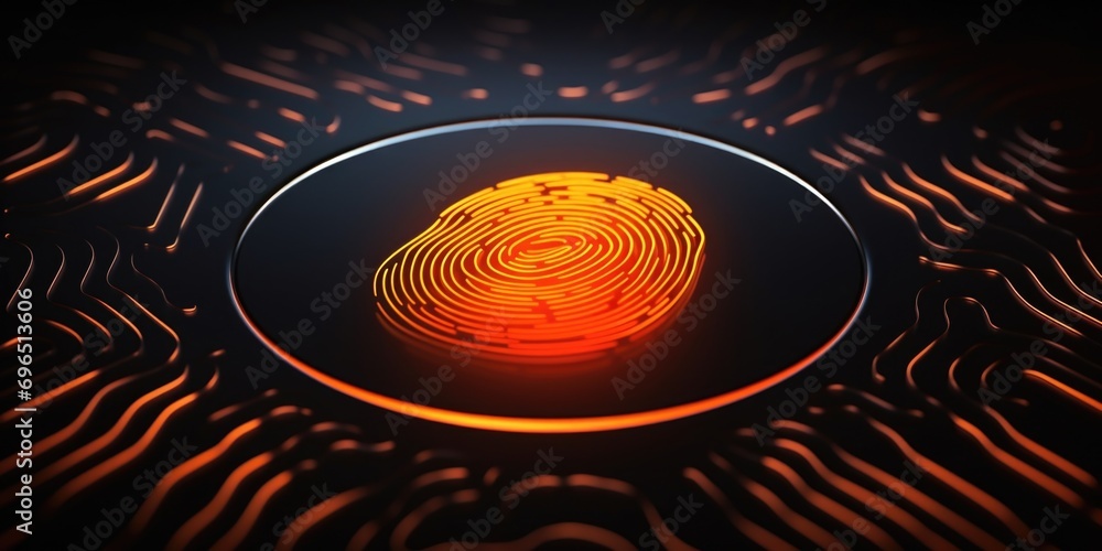 Aufkleber A fingerprint is visible on a black surface illuminated by orange light. This image can be used for various purposes