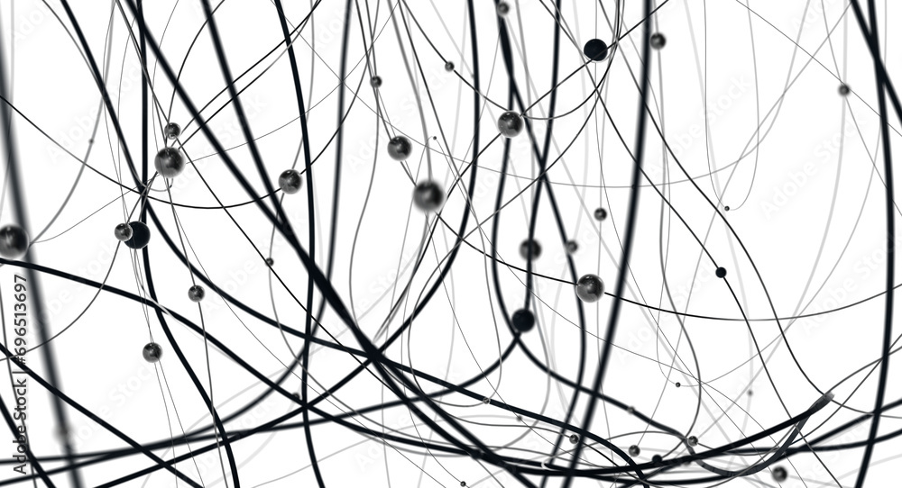 Poster Abstract technology futuristic network - fantasy plexus background. 3D rendering