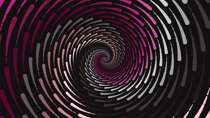 Abstarct spiral dotted vortex style round ring in purple color background.