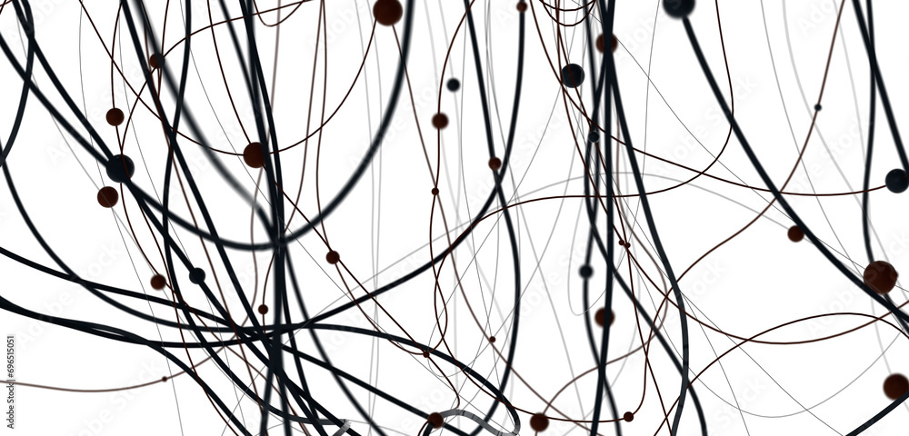 Fototapete abstract technology futuristic network - fantasy plexus background. 3d rendering