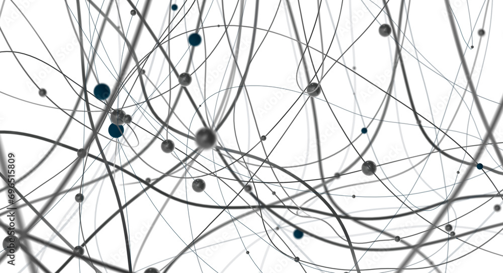 Poster Abstract technology futuristic network - fantasy plexus background. 3D rendering