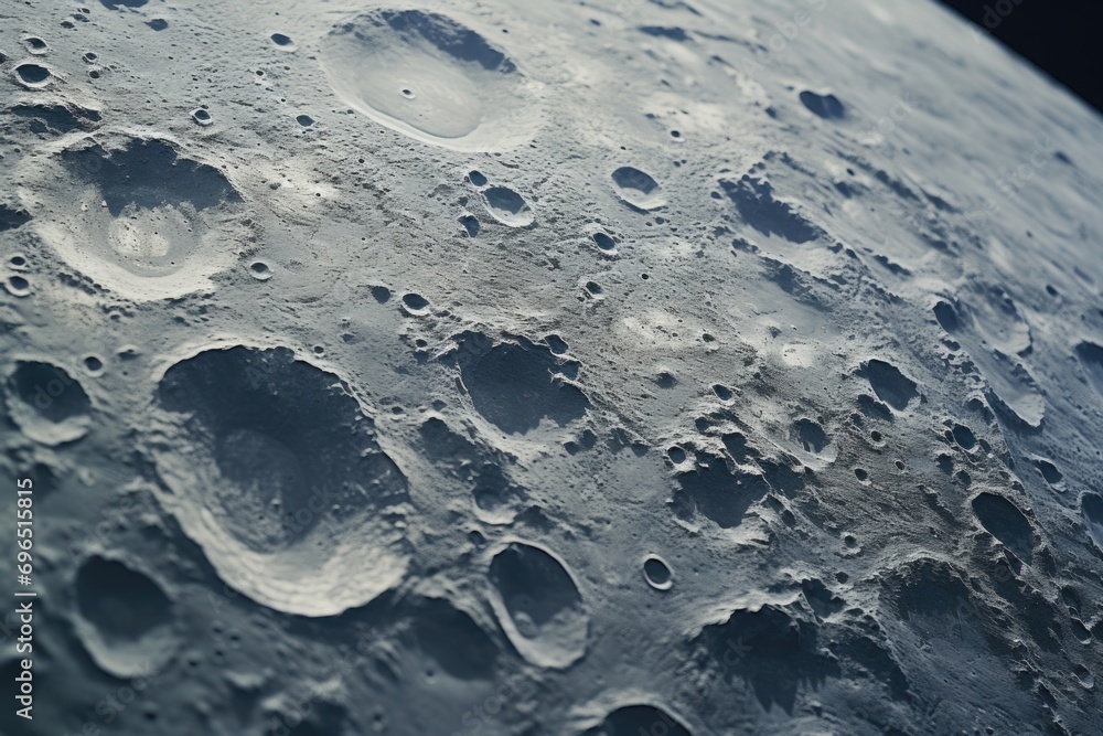 Poster a detailed close up view of the moon's surface. this image can be used for educational purposes or i