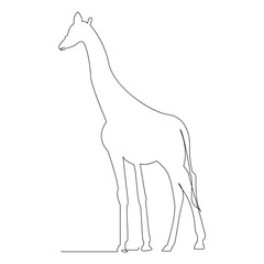 Giraffe one line continuous outline vector art drawing and simple minimalist design
