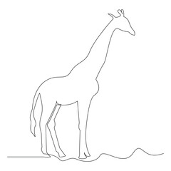 Giraffe one line continuous outline vector art drawing and simple minimalist design