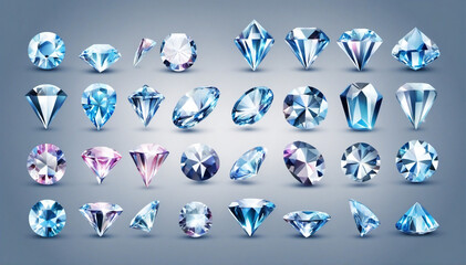 Diamond Icon set - stock vector.