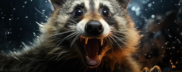 Angry raccoon - obrazy, fototapety, plakaty