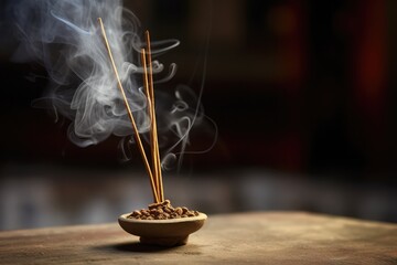 Creating An Incense Aroma: Stick Of Incense With A Trail Of Smoke - obrazy, fototapety, plakaty