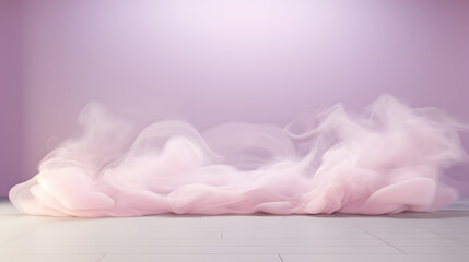 A beautiful abstract modern light lilac backdrop for a product presentation with a smooth floor and trailing smoke.