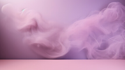 A beautiful abstract modern light lilac backdrop for a product presentation with a smooth floor and trailing smoke.