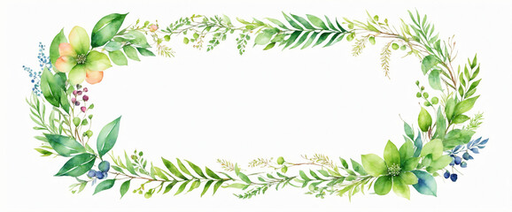 Floral and Herbal Wreaths in Watercolor Style. Hand-Drawn Vector Art Featuring Flower and Leaf Designs, Isolated on White Background.