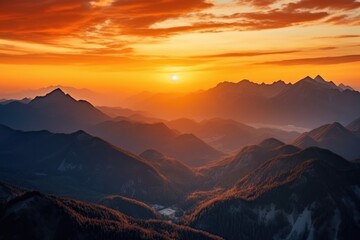 Spectacular Mountain Hiking With Awe-Inspiring Peach-Orange Sunset Scenery