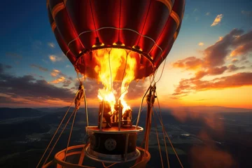 Poster Heating The Air In A Hot Air Balloon By Burning The Flame © Anastasiia