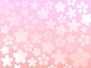 白い桜のグラデーション背景　ピンクのフラワーズイラスト