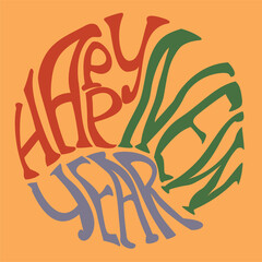 Obraz premium Happy new year vector hand drawn lettering
