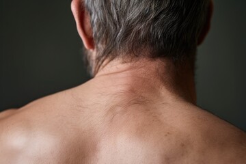 Naklejka premium Closeup Of Mans Shoulder From Behind