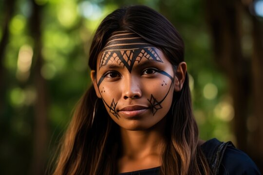 Portrait Of Indigenous Brazilian Woman From Guarani Ethnicity