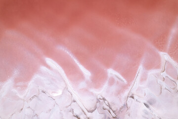 Aerial of Pink Salt Lake in Utah near Salt Lake City.  Located in the Southwest of the USA and shot on a drone.