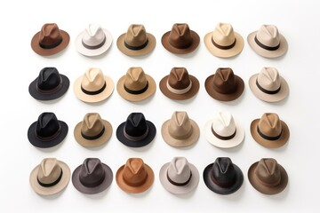 Fototapeta premium Assortment Of Hats On A White Background