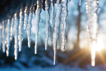 Capturing The Final Moments Of Winter: Closeup Of Melting Icicles