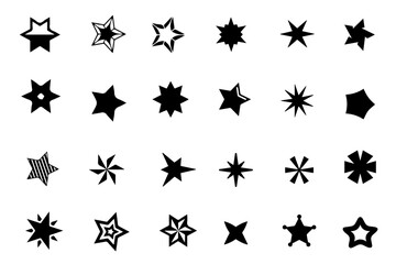 Brutalist shapes for Swiss minimal style design.  Trendy Y2k cool Bauhaus geometric postmodern primitive figures. Brutalist contemporary stars and flowers. Vector illustration decorative pattern