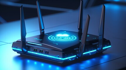 modern high speed 5g next generation router for home secure networks, communication, 16:9