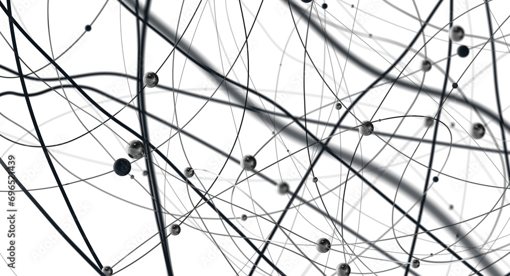 Poster Futuristic geometric double data flow background with connecting dots and lines. Abstract digital