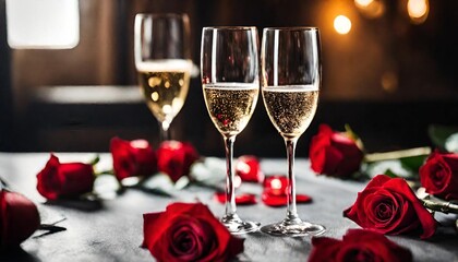 champagne and roses