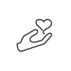 Hand with heart line icon