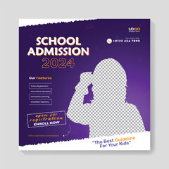free vector school admission social media poster template  