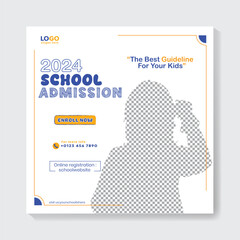 free vector school admission social media poster template  