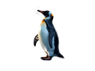 A lone penguin on a melting ice floe representing climate change and global warming. Generative AI