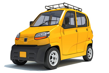 Fototapeta premium Auto Mini Taxi 3D rendering on white background