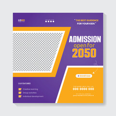 free vector school admission social media poster template  