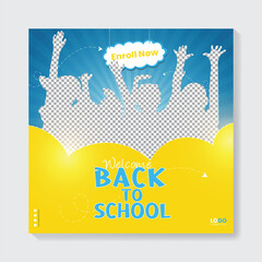 free vector school admission social media poster template  