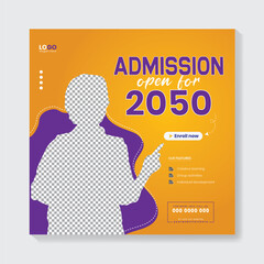 free vector school admission social media poster design template