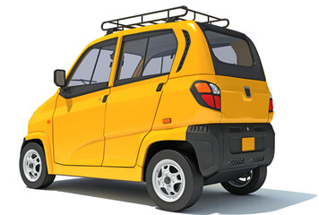 Fototapeta premium Auto Mini Taxi 3D rendering on white background