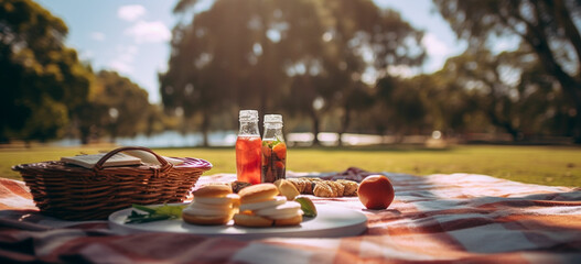 Pack a picnic basket with Aussie favorites like meat pies, lamingtons, and vegemite sandwiches. - obrazy, fototapety, plakaty