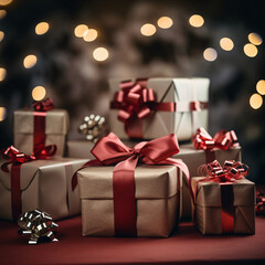 red and Taupe beautiful christmas gifts with a bow in 5248a985-ec52-4a5a-bd90-bea86d7485c1 1