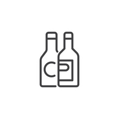 Wine bottles line icon
