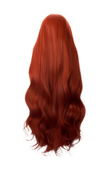 Long Red Hair - Back View - Full View - Viewed from the back with nobody visible - Isolated transparent PNG background - Glamour red hair - Wavy Straight Long Hairstyle - Redhead - Raven ember hair