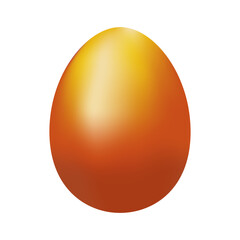 Easter greeting gold egg. Volumetric gradient Vector illustration isolated on white background.