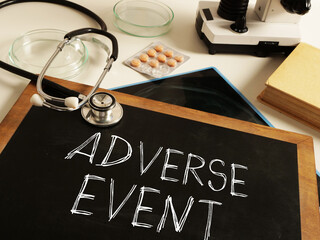 Adverse event is shown using the text