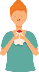 Nosebleed patient icon cartoon vector. Medical face. Nose disease