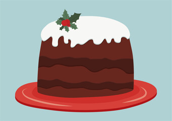 Christmas baking, cake with cream, panettone,Traditional New Year food, Christmas pudding