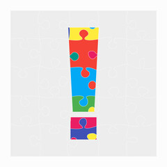 Colorful puzzle made of piece - exclamation mark