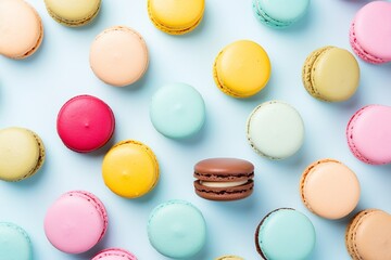 Colorful Macarons in a Delightful Flat Lay Composition