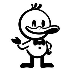 minimal carton funny character, Mr. duck, vector silhouette, white background