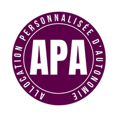 Symbole APA allocation personnalisée d'autonomie en France - obrazy, fototapety, plakaty